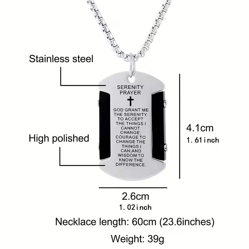 🔥2026 Bestseller🔥 Serenity Prayer Dog Tag Necklace – A Daily Reminder of Peace & Strength