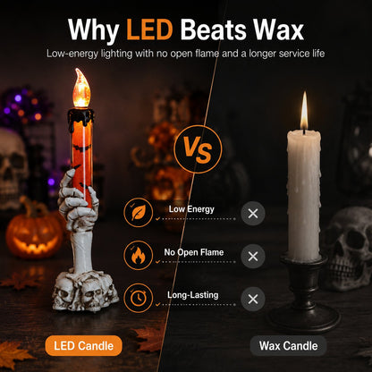 🎃 Last Day 50% OFF - Halloween Skeleton Skull Hand LED Glitter Candle Light Set🔥🔥🔥