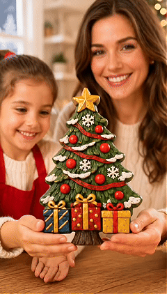 🎄 DIY Christmas Tree Mold & Paint Craft Kit | Reusable 3D Mold with 8 Acrylic Paints, 2 Brushes & Festive Detail Guide 🎨✨