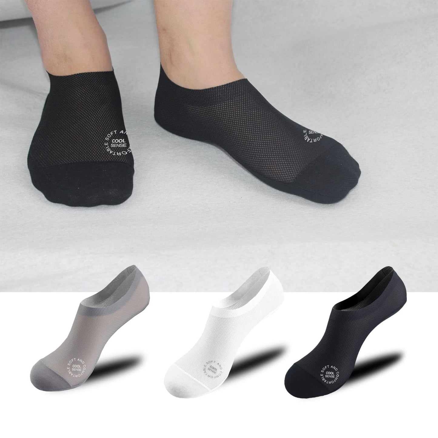 🔥HOT SALE🔥🔥 3-Pair Invisible Grip Socks Pack 🧦 – Breathable Low-Cut Anti-Slip Sweat-Absorbing Design