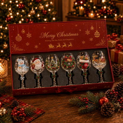 🔥Last day 69% OFF🎁 Christmas 3D Wine Glass Collection Gift Box Set ✨