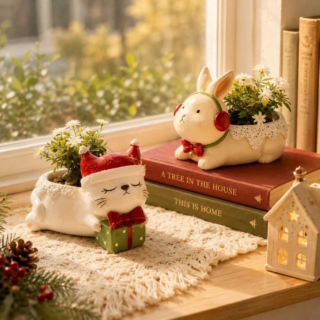 🌿Whimsical Christmas Animal Succulent Planters 🎁