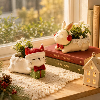🌿Whimsical Christmas Animal Succulent Planters 🎁