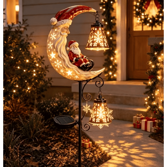 Santa’s Moonlight Lantern Solar Garden Stake