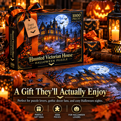 🦇 Haunted Victorian House Puzzle – Build the Fright, Frame the Memory