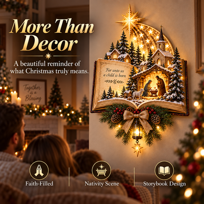 ✨Last Day 49% OFF✨✝️ A Story That Still Shines™ – Lighted Nativity Christmas Wall Decor✨🎄