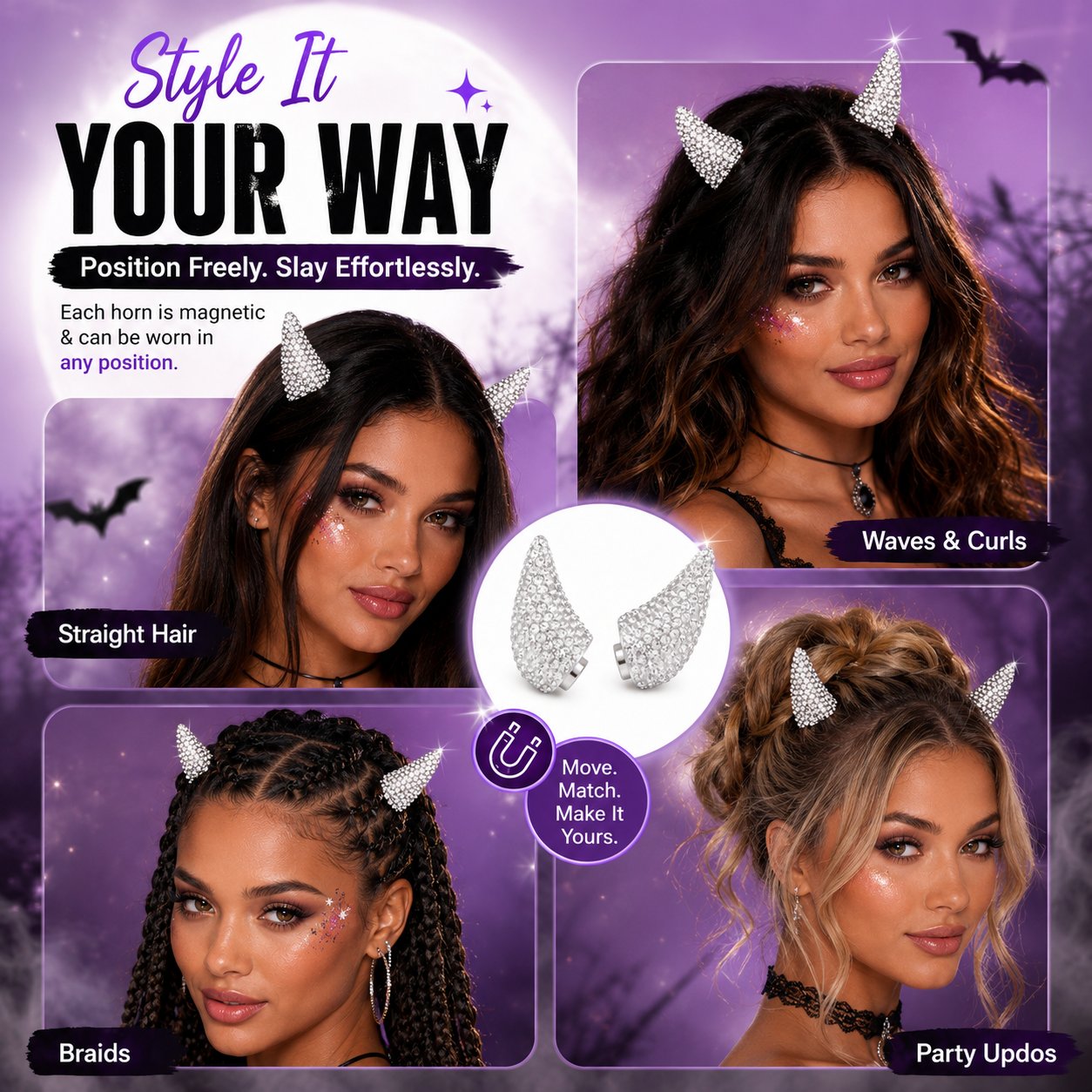 💥 LAST DAY 49% OFF - 😈✨ Cute Sparkle Magnetic Devil Horns