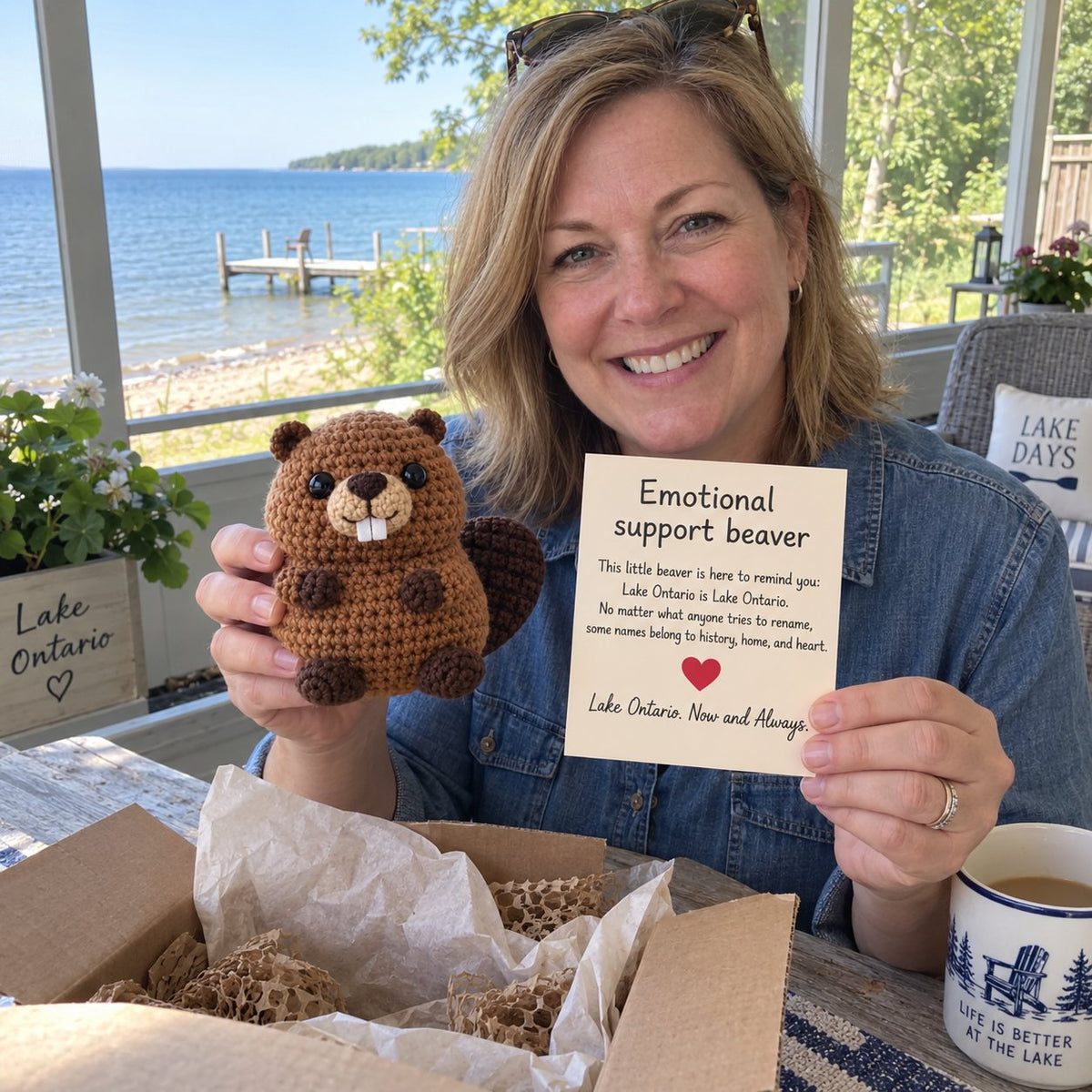 🦫 Lake Ontario Emotional Support Beaver Crochet Keepsake | 5 Canadian-Inspired Personalities with Matching Message Cards for Cottage Families, Lake Lovers & Meaningful Gifts 🍁
