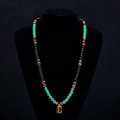 ✨ Money Attraction Necklace With GreenAventurine & Tiger Eye Pendant Healing Crystal Stone