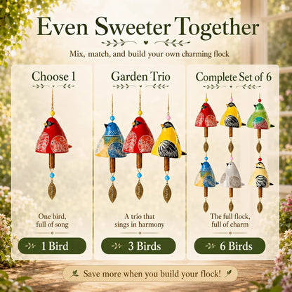 🐦Hand-Painted Resin Bird Wind Chime, Colorful Folk Art Garden Hanging Decor