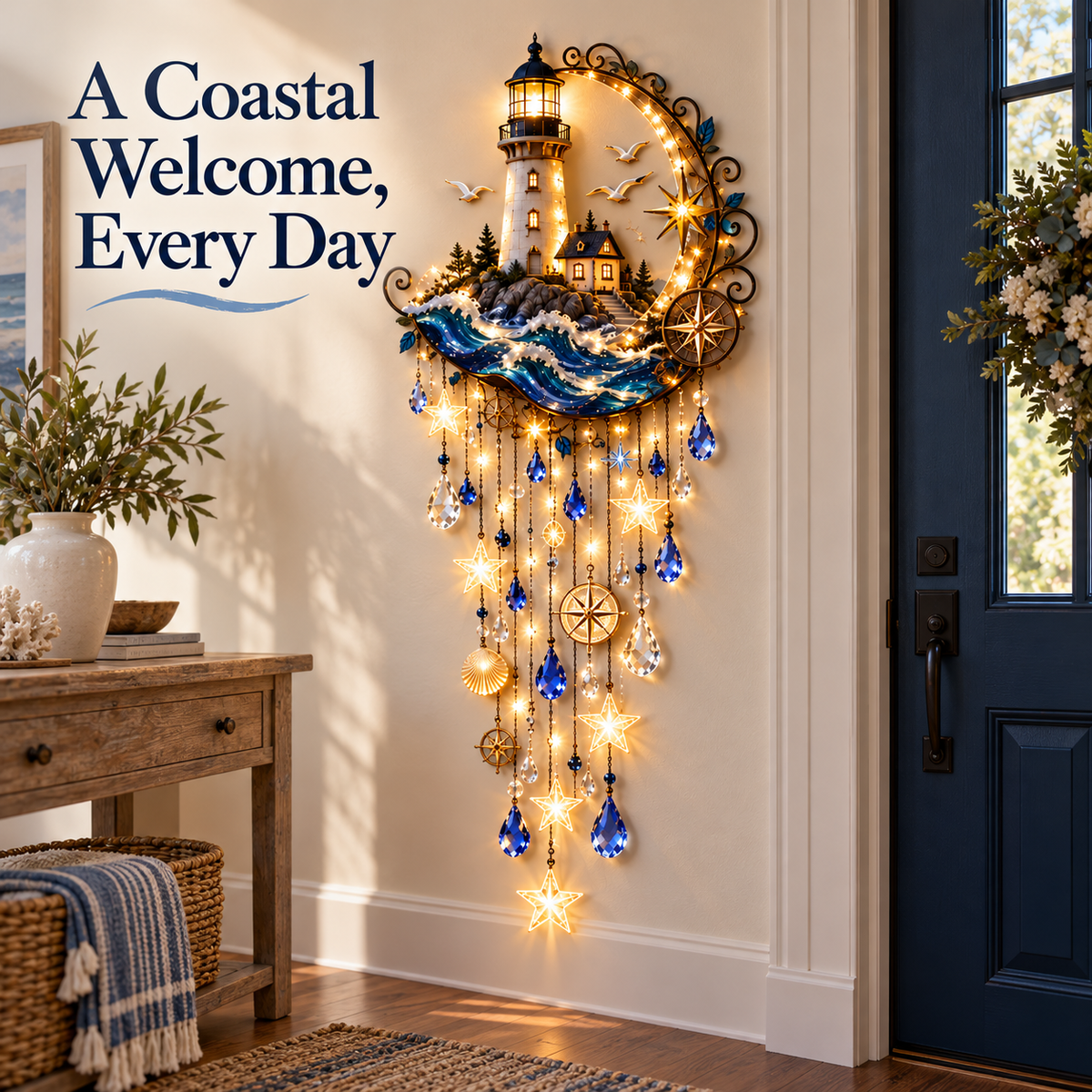 🔥Last Day 49% OFF🔥🌊 Lighthouse Starlight Cascade™ – Lighted Coastal Wall Decor