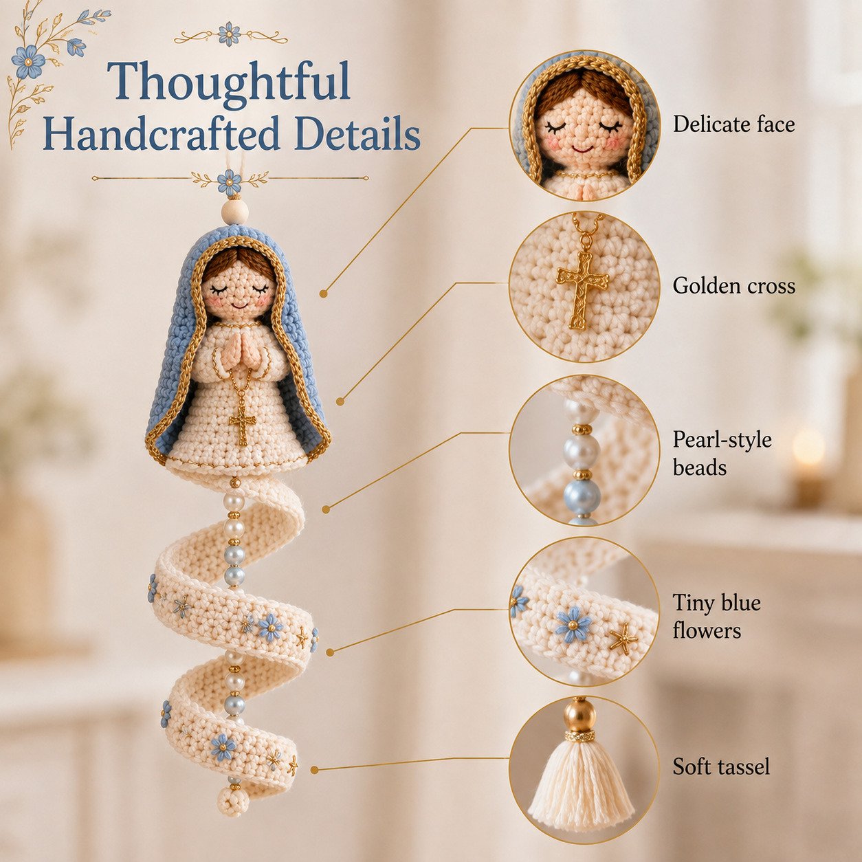 🔥LAST DAY 50% OFF - ✨ DIY Crochet Blessed Mother Spiral Hanging Ornament Kit – Handcraft a Heavenly Keepsake 🙏🧶