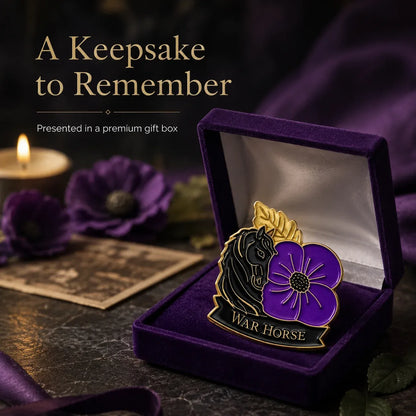 🐴 111th Anniversary War Horse Purple Poppy Remembrance Brooch | Meaningful Memorial Keepsake with Antique-Inspired Details for Veterans, Horse Lovers & History Collectors 💜