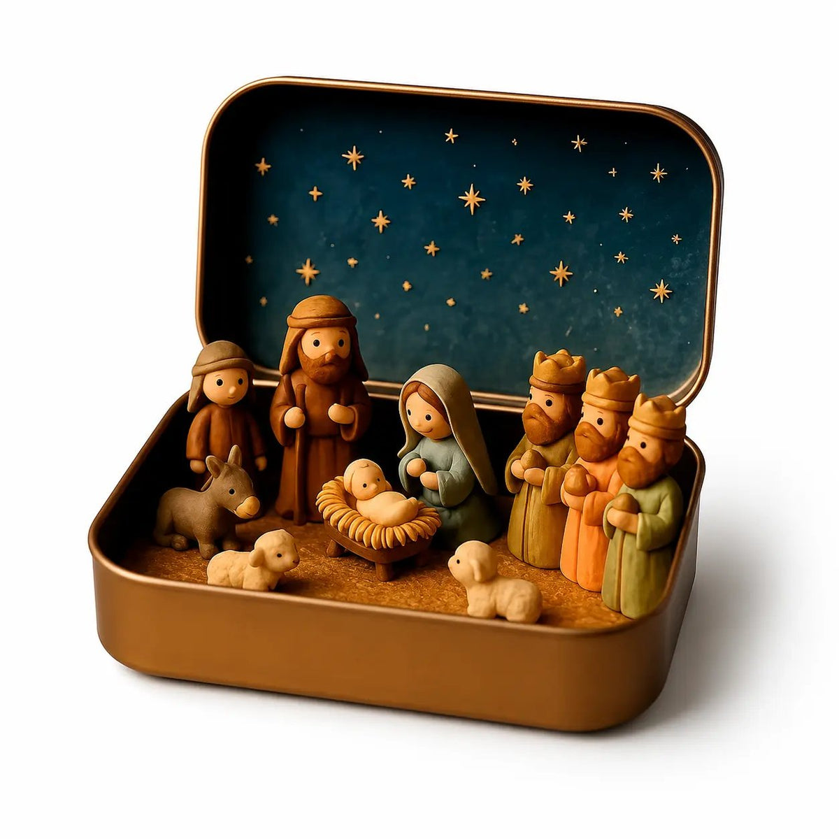 ✝️ Mini Nativity Scene Keepsake Tin — Pocket-Sized Christmas Holy Family Set