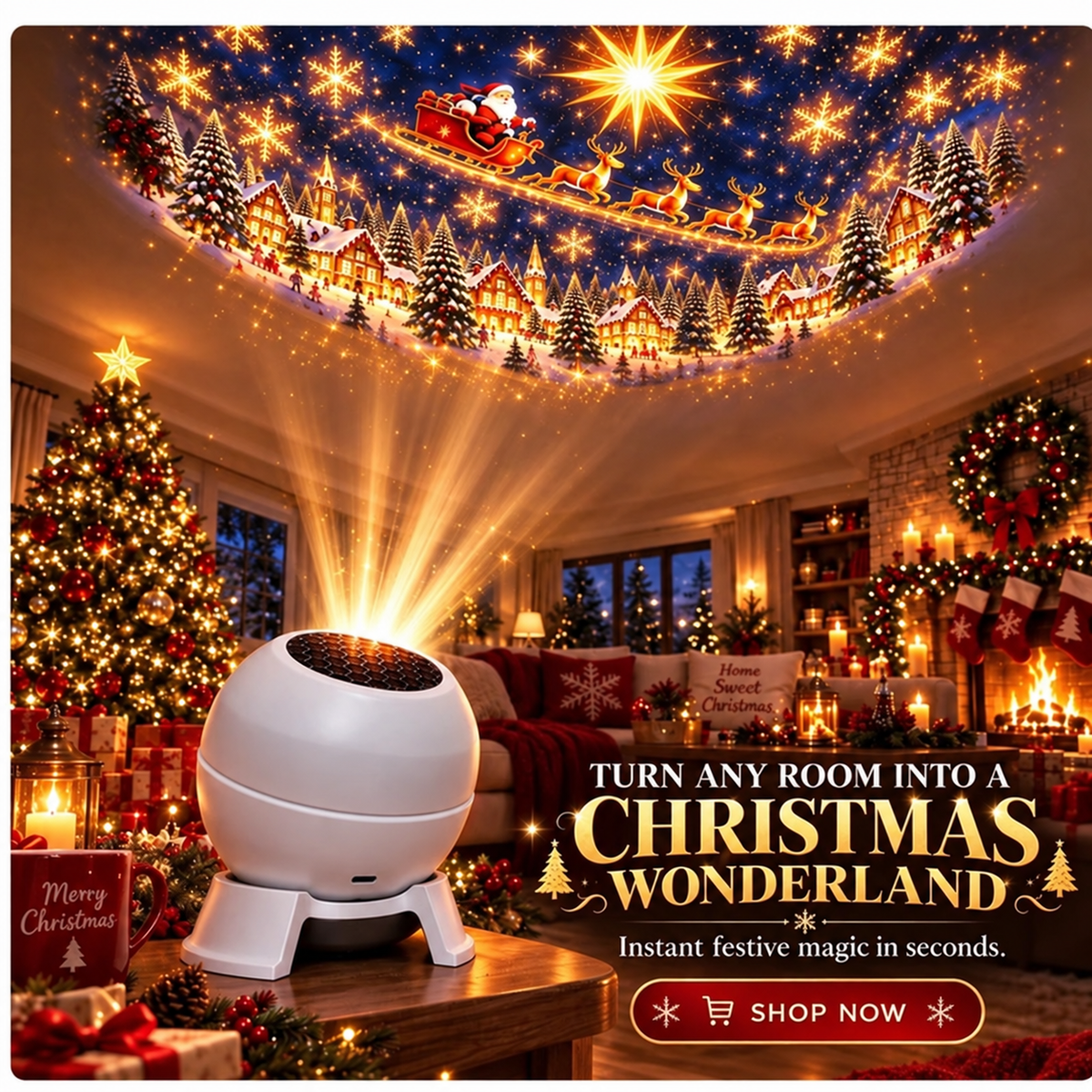 💡 Turn Any Room Into a Christmas Wonderland – Holiday Projection Night Light
