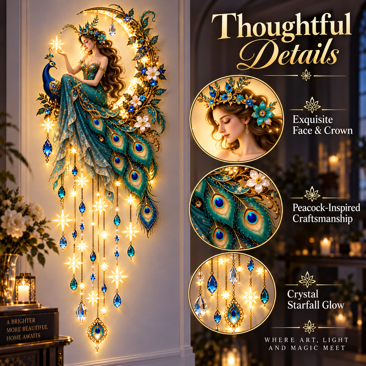 🔥 Last Day 50% OFF🦚 Peacock Fairy Starfall Wall Light