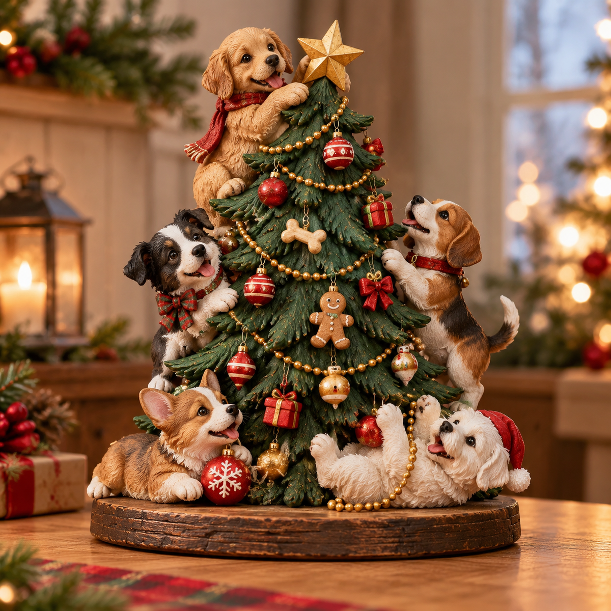 Christmas Puppy Party – Dog Christmas Tree Figurine