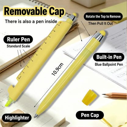 ✍️5-in-1 Multifunction Ruler Stylus Pen – 0.5mm Writing & Marker Tool