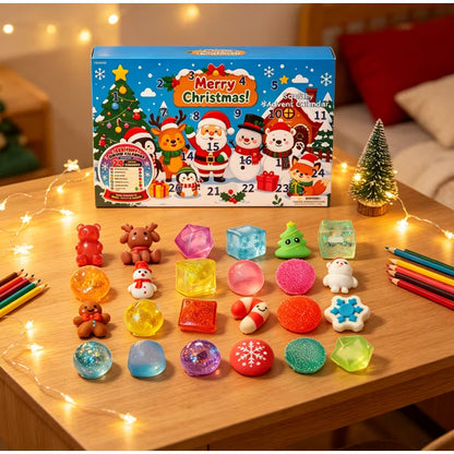 Lobby Inspired 24Pcs Squishy Fidget Toy Advent Calendar, Christmas Countdown Surprise Variety Squeeze Toy Pack, Kids Christmas Stocking Stuffer