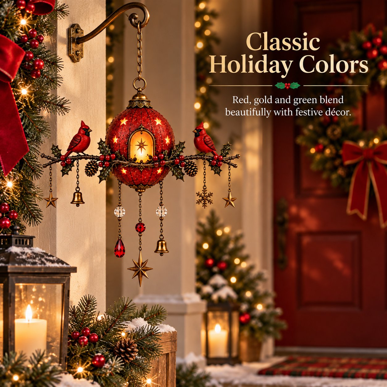 🐦❤️Illuminated Red Cardinal Christmas Ornament – Festive wall decoration with warm light✨