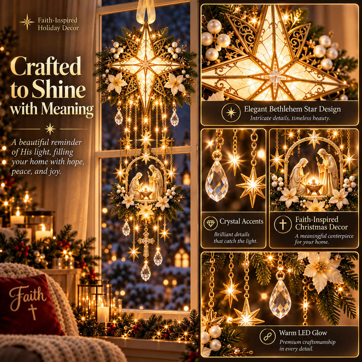 ✨LAST DAY 50% OFF –✨✝️Bethlehem Star Faith Window Light