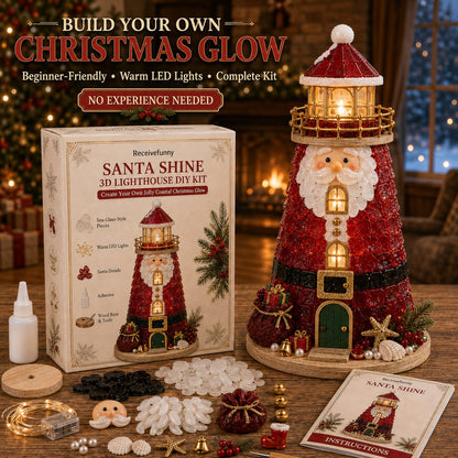 🎄Beginner-Friendly DIY Lighted Christmas Character Sea Glass-Style Lighthouse Kit Collection