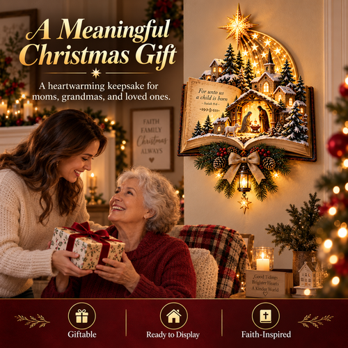 ✨Last Day 49% OFF✨✝️ A Story That Still Shines™ – Lighted Nativity Christmas Wall Decor✨🎄