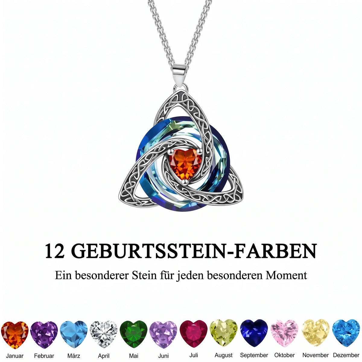 Geburtsstein-Keltische Trinity-Knoten-Halskette ✨