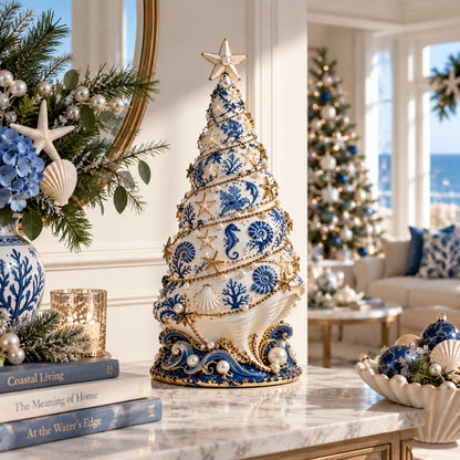 🌊 Coastal Christmas Seashell Tree Projection Lamp✨