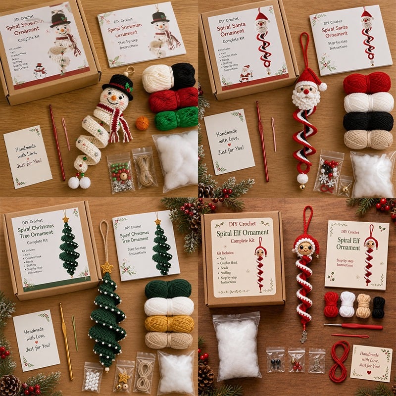 🔥Last Day 50% OFF - 🎅🌲Crochet Snowman Spiral Oranment DIY Kit
