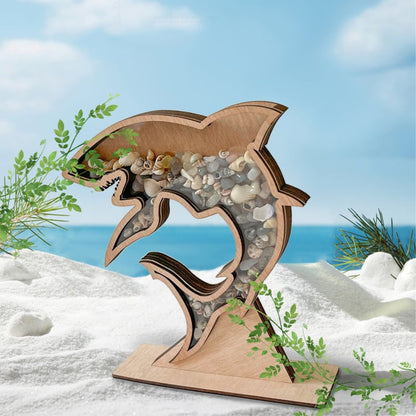 🌊 Ocean Memory Turtle Shadow Box – Coastal Seashell Display Keepsake for Beach Treasures & Travel Memories