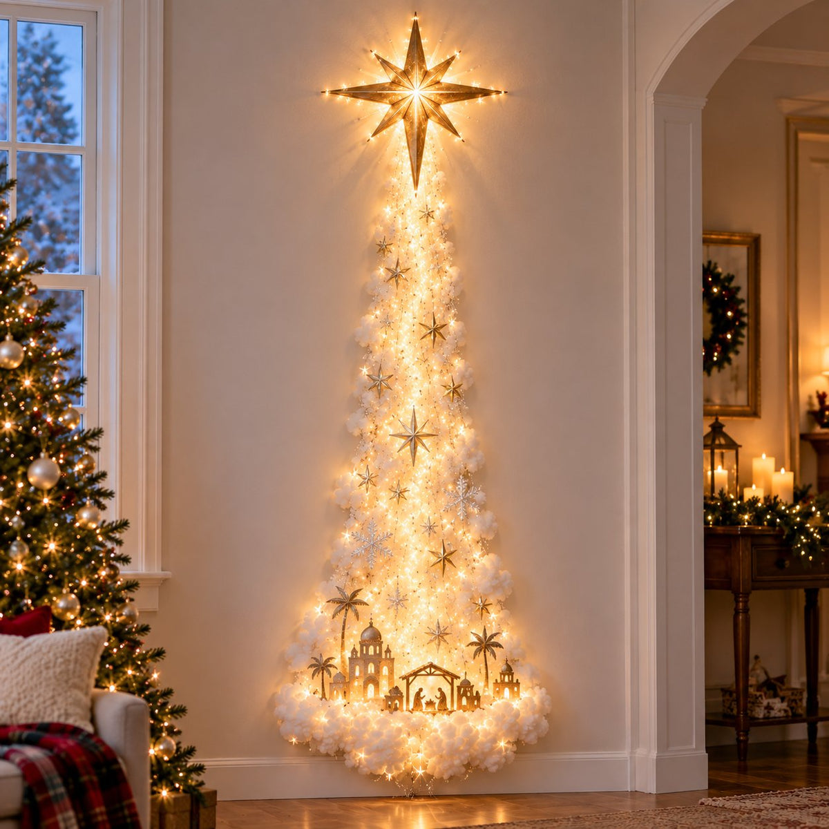 🐦 Cardinal Blessing Cascade Wall Light – Glowing Red Bird & Starlight Wall Décor