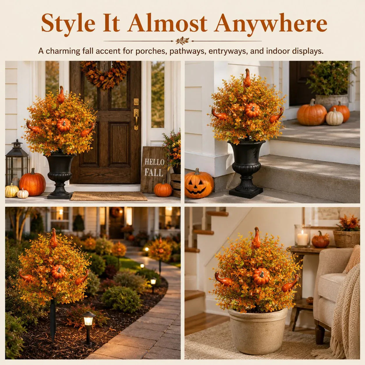 💥 LAST DAY 49% OFF🔥 Artificial Fall Pumpkin Tree Stakes