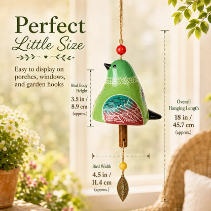🐦Hand-Painted Resin Bird Wind Chime, Colorful Folk Art Garden Hanging Decor