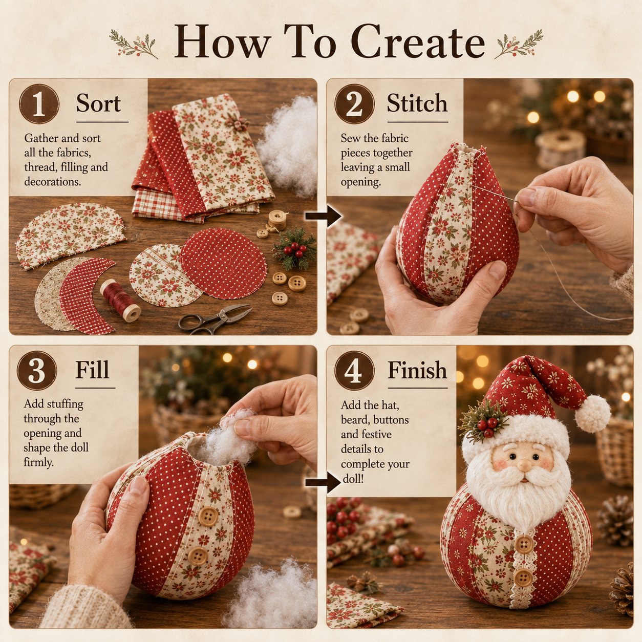 DIY Patchwork Fabric Character Doll Kit