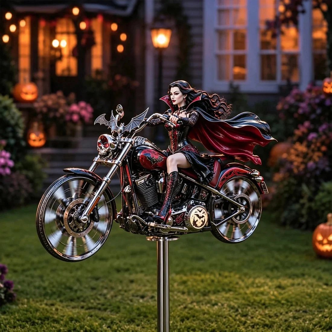 🎃 Halloween Motorcycle Garden Windmill 🏍️Upgrade to High-Speed Halloween Spooktacular 💨