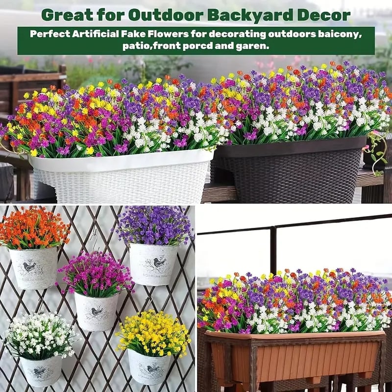 🌸 UV-beständige Kunstblumen – farbecht & farbenfroh für Garten, Terrasse, Heimdekoration