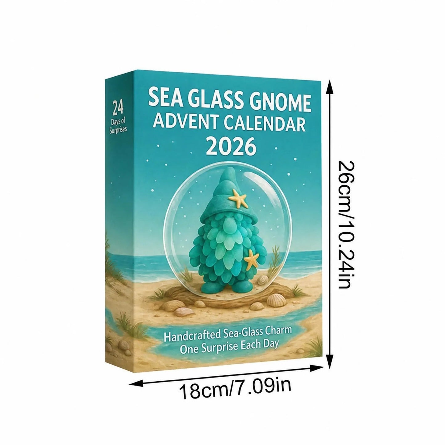 🌊🧝‍♂️ Sea Glass Gnome Advent Calendar 2026 | 24 Coastal Gnome Charms for Christmas Countdown, Tree Decor & Holiday Gifts 🎄✨