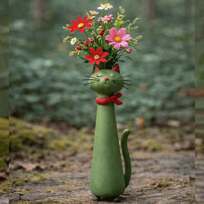 🔥 😻Handcrafted Quirky Ceramic Cat Vase