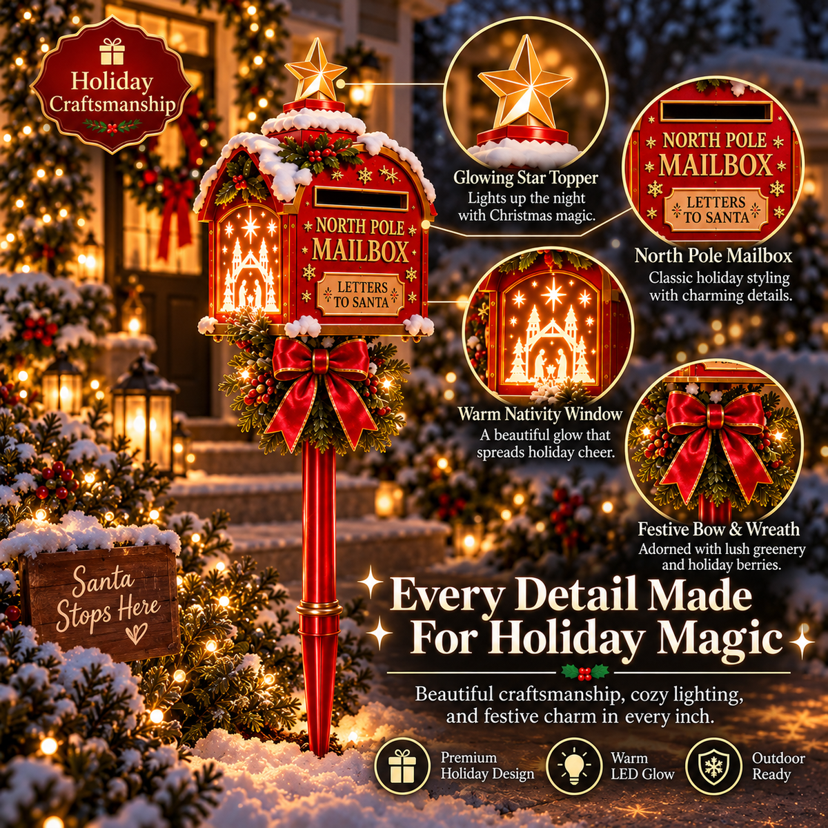 North Pole Mailbox Christmas details