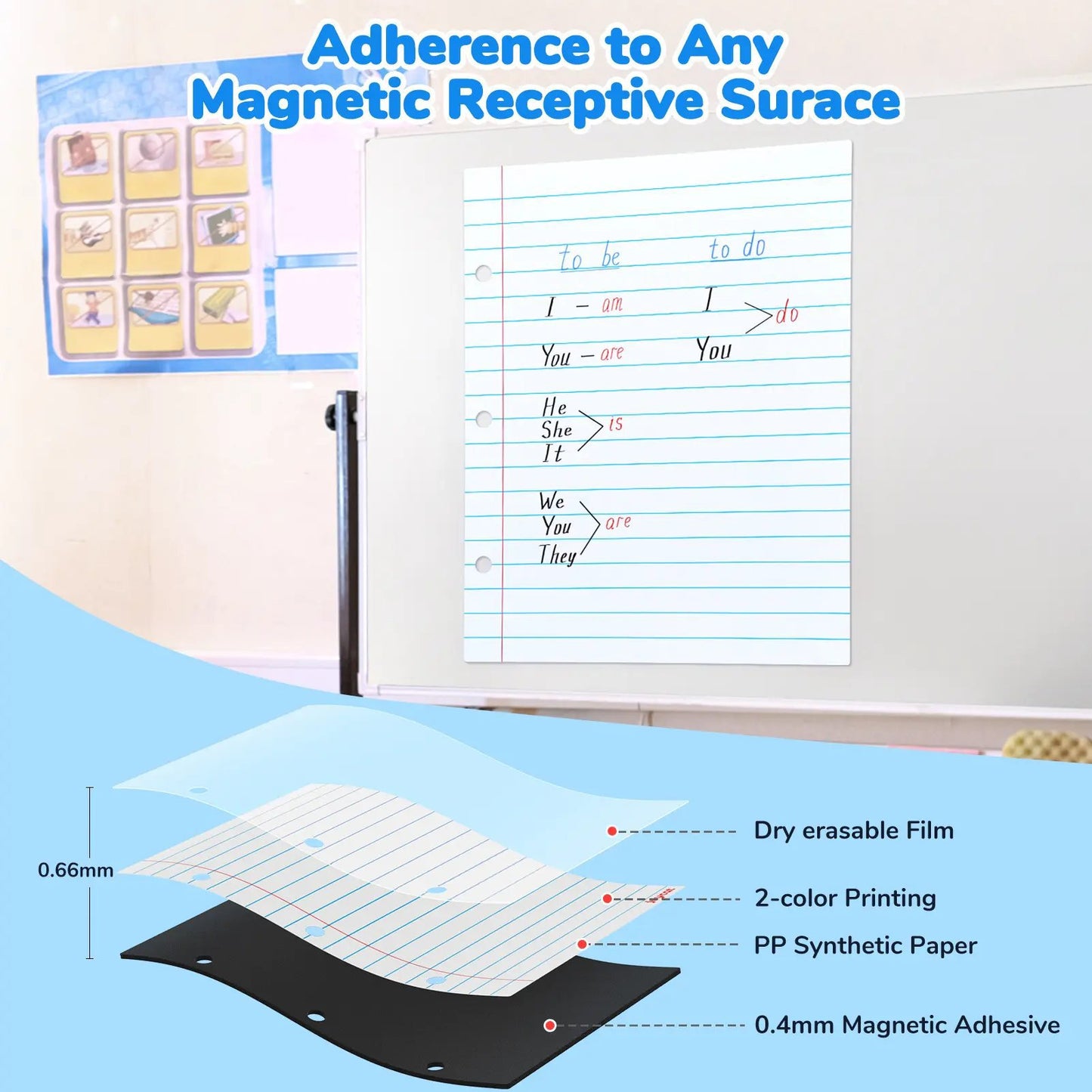 🔥Back to School Essential 49% OFF📝 Giant Magnetic Lined Paper Whiteboard🧑‍🏫💕Perfect for Teaching, Writing Practice, To-Do Lists & Daily Planning