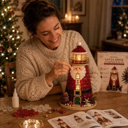 🎄Beginner-Friendly DIY Lighted Christmas Character Sea Glass-Style Lighthouse Kit Collection