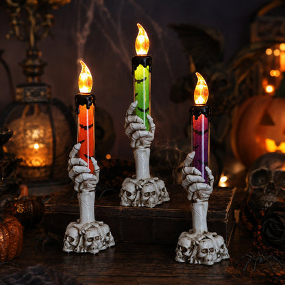 🎃 Last Day 50% OFF - Halloween Skeleton Skull Hand LED Glitter Candle Light Set🔥🔥🔥