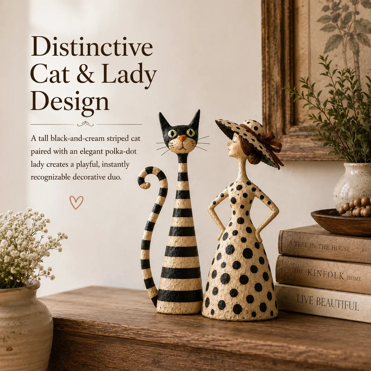 🐱Vintage  Cat & Lady Sculptures