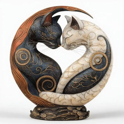 Schwarz-weiße Katze Yin Yang Kunst Schreibtischdeko💋