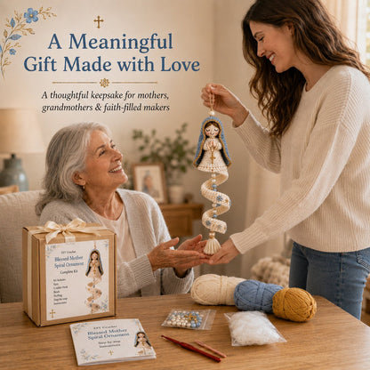 🔥LAST DAY 50% OFF - ✨ DIY Crochet Blessed Mother Spiral Hanging Ornament Kit – Handcraft a Heavenly Keepsake 🙏🧶