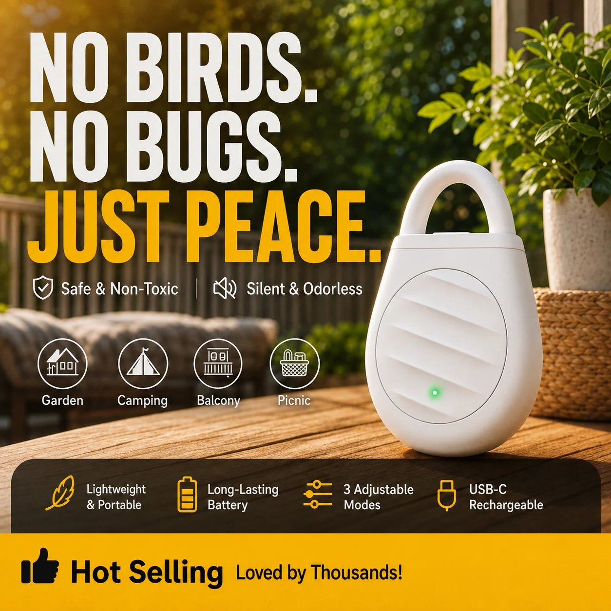 🔥Limited time offer Buy 3 get 2 free!🐦No more trouble from birds, beasts and locusts!Portable Ultrasonic Bird Repellent Keychain