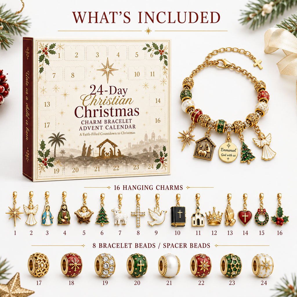 🔥LAST DAY 50% OFF - 24-Day Christian Christmas Charm Bracelet Advent Calendar