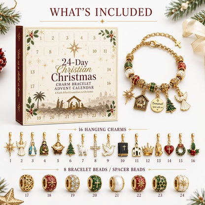 🔥LAST DAY 50% OFF - 24-Day Christian Christmas Charm Bracelet Advent Calendar