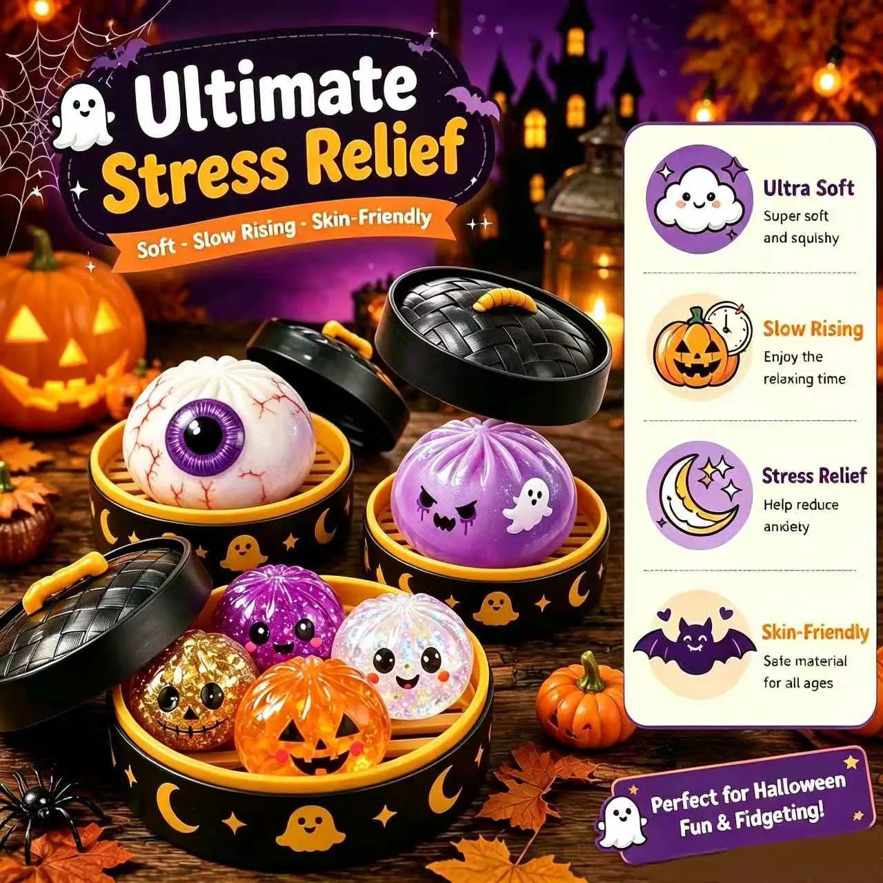 🔥LAST DAY 30% OFF - 🎃Cute Halloween Scary Ghost Maruko Squeeze Toy Set